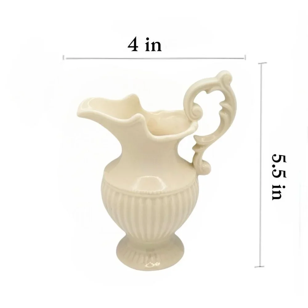 Thatcham Creamware Small Milk Cream Pitchers Ivory Porcelain Vintage Shabby Chic